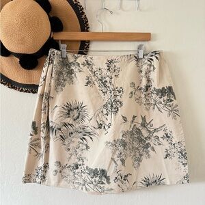 Beige Floral Wrap Skort - Women